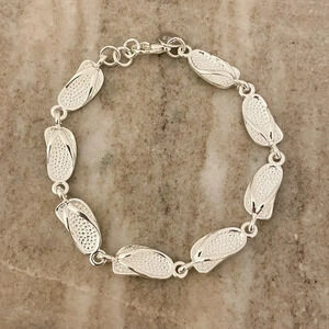 925 Sterling Silver Flip Flop Bracelet Shoe Bracelet Beach Vacation Bracelet